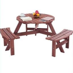 6 Seater Wooden Round Picnic Table and Bench Set Large Garden Furniture Set Seats Patio Outdoor

Flat pack Assembly required

Local delivery available for extra cost depending on your post code