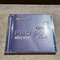 Rare CD-R 90 min, 800 MB MEMOREX PRO 40x NEW SEALED

Price is for each CD. I have 8 CD. Contact me in case you need more than one