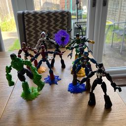 Spider-Man, ghost spider, iron man (with bike included) Doc Ock, captain America, hulk, black panther and black Spider-Man all in great condition from smoke free pet free house 