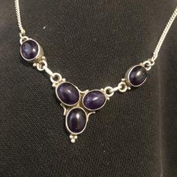 Choker with real amethyst gems in sterling silver 925
