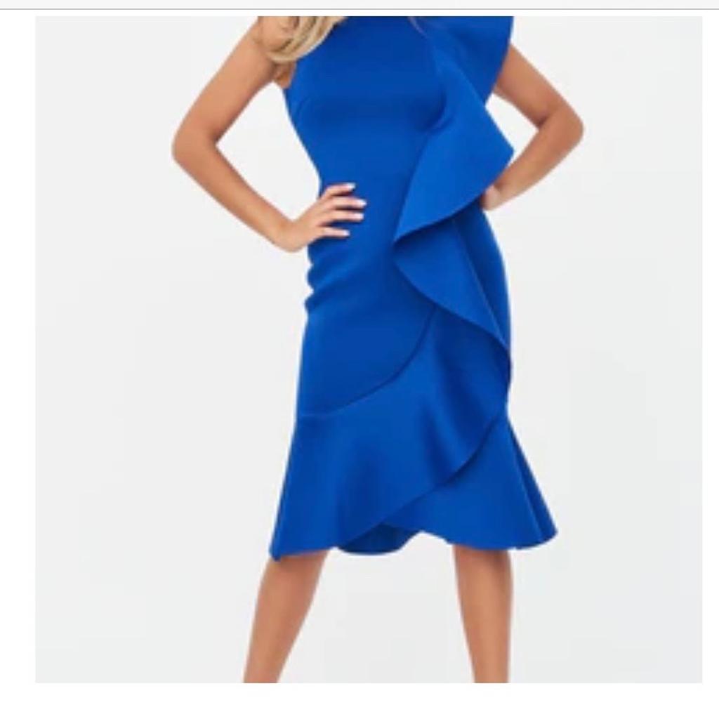 Lavish alice extreme frill sales peplum hem scuba midi dress