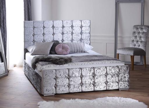 Buy & Sell West Yorkshire Kirklees - Photos for Silver velvet Double bed frame & mattress