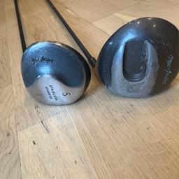 Mc Gregor 3 and 5 wood golf clubs oversize clubs great clubs with plenty of life in them 

Collection from Chelmsford or Witham local delivery can be arranged 

Postage also available