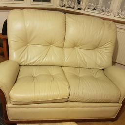 2 Seater cream leather sofa, in good condition. Ideal for studio etc