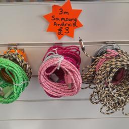 3m braided usb charging cables. available in various colours for iPhone, Samsung, Android and Type C. 

collection in jb bargains unit 21 arndale Accrington bb5 1ex. 

please see my other items.