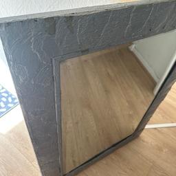 Large grey mirror, few stains but can be painted over, slightly broken on one side, if fixed and painted can becone as new.

Width: 32” 
Length: 43 and half “