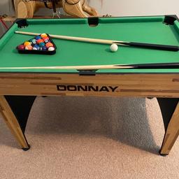 Donnay kids pool table.
Hardly used
Also comes with other board games to attach to the table
