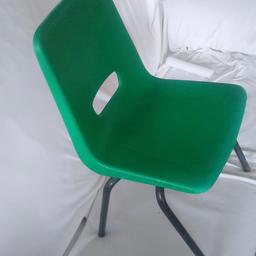 Excellent condition

15 green stackable strong plastic kids chairs

1 for £10 or all 15 for £125

Chairs for kids
With sturdy metal frame, ensuring stability and can be stacked up to 10.
Made:
"KM Chesterfield, England"
Polypropylene seat
metal base of 4 metal feet
Estimated measurements in millimeters:
Seating width: 335 mm
Seating depth:
270 mm
Seating back height:
300 mm
Feet height:
340 mm

Collection from Abbeywood