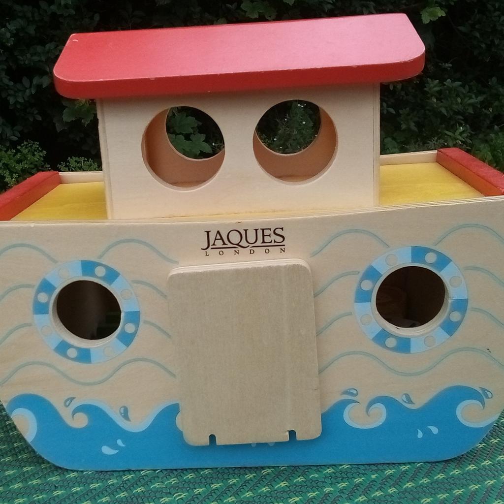 Jaques of London Noahs Ark.
Wooden Noahs Ark With Animals |p

Open the wooden ark to reveal 13 characters, in vibrant colours to entertain for hours. Please note some animals paint is fading & chipped as thoroughly tested by children and not a lab.