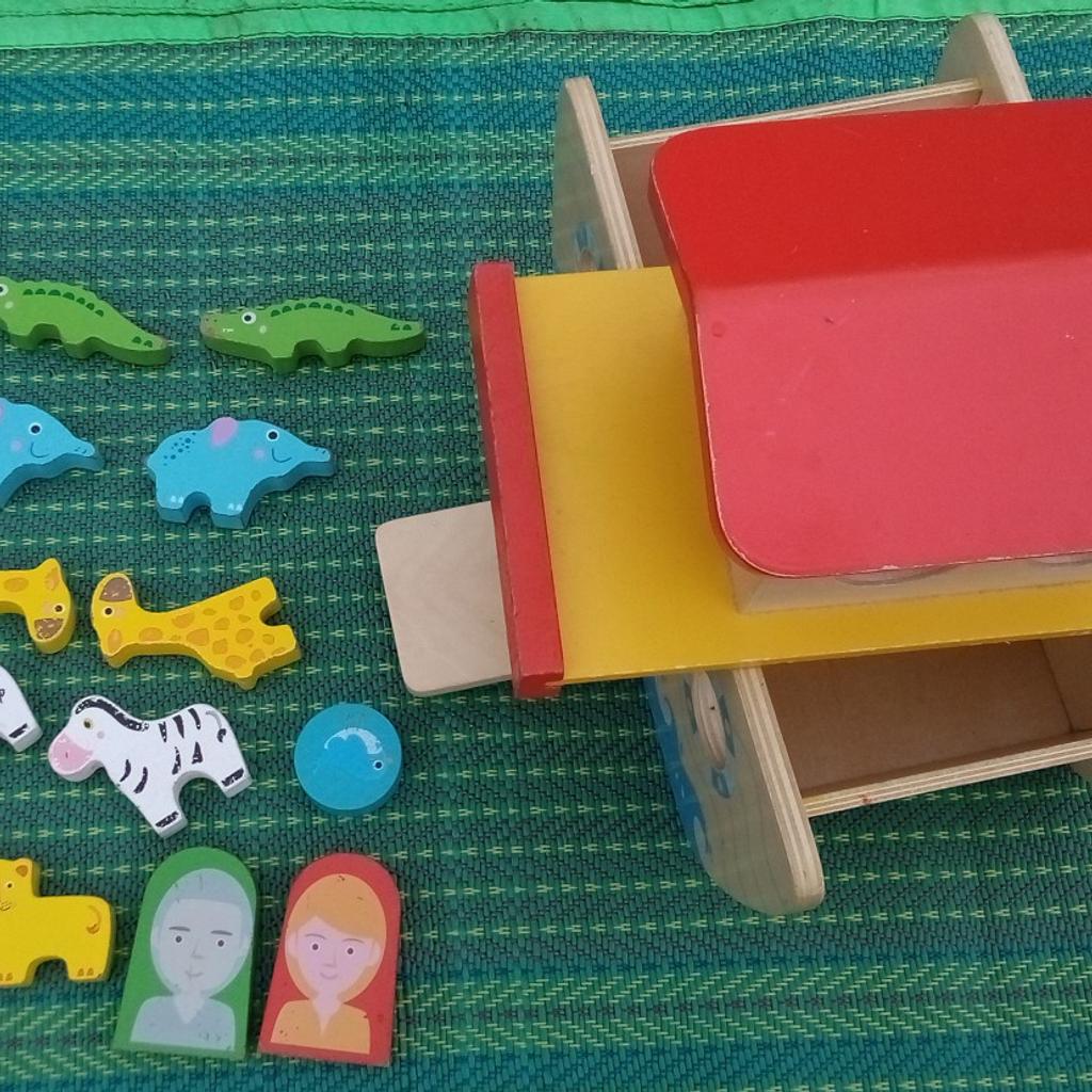 Jaques of London Noahs Ark.
Wooden Noahs Ark With Animals |p

Open the wooden ark to reveal 13 characters, in vibrant colours to entertain for hours. Please note some animals paint is fading & chipped as thoroughly tested by children and not a lab.