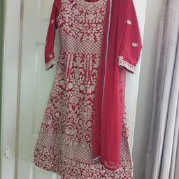 Asain girls wedding party wear dress. Size 34. Maroon colour with gold embroidery. Been worn once for few hours. In very good condition