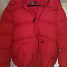polo by Ralph Lauren down puffa jacket ,beautiful quality jacket ,very warm and water proof .with hood and button collar face protection this is a winter jacket or just cold nights.quality item.