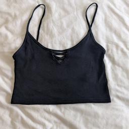 Cropped vest top from Topshop,black size 10 , good condition