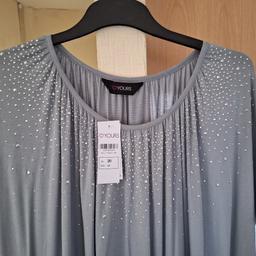 Never worn, New with tags , sequin look around the chest area .