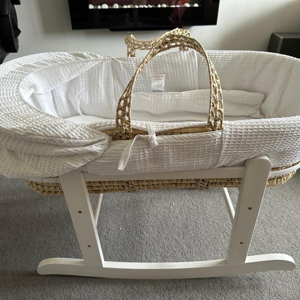 Only used 3/4 times. The rocking stand came with our previous Moses basket but fits this one also. The stand that came with it is still unopened in its original packaging as you can see