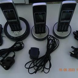 BT 6510 Digital Cordless Phone Handset Trio - Answer Machine Call Blocker.
Been replaced by 3 panasonic phones.
Can be used as 1or 2 or 3 phones.
Will require 6 x AAA rechargeable batteries
Unfortunately no instructions but can be found online.
Cash only on pick up.
Sold as seen
Any questions feel free