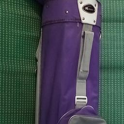 K knight purple golf bag- possibly vintage but best to move it on so not cleaned it etc.  Someone could recycle parts from this etc in another purpose.

As you can see this has been left for a while, so helping a friend out to clear the garage.  The club's will be listed separately.

Cash on collection.