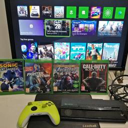 Xbox one Console, Original Green controller, 4 Games and 1 Xbox Kinect. Everything is in good working condition. Monitor is included. collection only