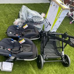 Some brand new and barely used items in a bundle at a fair price.

Includes:
Travel cot (new)
Car seats with isofix bases ( barely used)
Stroller (new)
Free car seat adaptors (new)