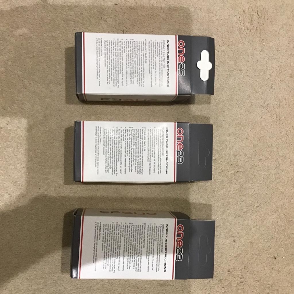 3 x ONE23 cYcle Inner Tube 29” x 1.95 / 2.35
Schrader Valve
All brand new
Price for all three is £8
Will sell individually for £3.00 each
Cash on collection please, no offers , collection from IG7 5HA