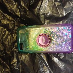 Lovely iphone purple glitter gel phone case, with ring holder.