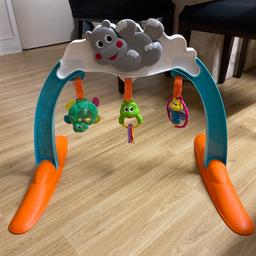 The Chicco Hippo Musical Gym accompanies your little one during their development of coordination and their first movements. The fun activities are made more excitable with hippo and his funny friends. This gym has 3 removable pendants with an adjustable binding. The frog is made from soft plastic making it ideal for teething phase. The turtle is an electronic rattle and contains coloured plastic beads to promote musical awareness. The dragonfly with fabric wings helps the baby develop tactile skills.
Collection only, cash on collection.No return. Thanks.