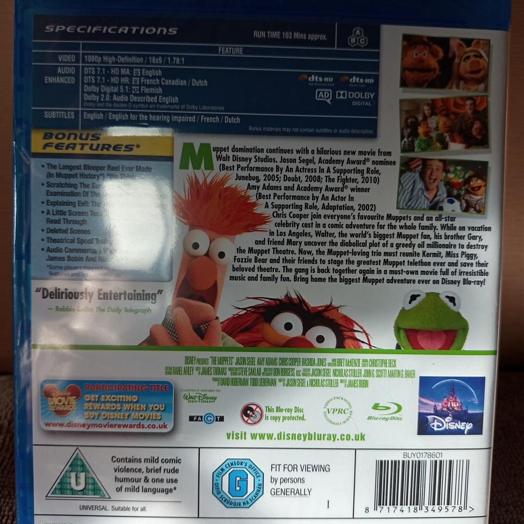 NEW THE MUPPETS MOVIE DVD FILM THIS DVD HAS NEVER BEEN PLAYED IT IS IN GOOD CLEAN CONDITION