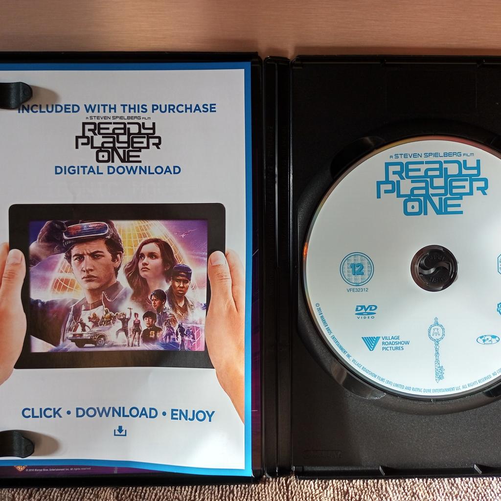READY PLAYER ONE MOVIE DVD FILM THIS DVD IT HAS BEEN PLAYED ONCE IT IS IN GOOD CLEAN CONDITION
