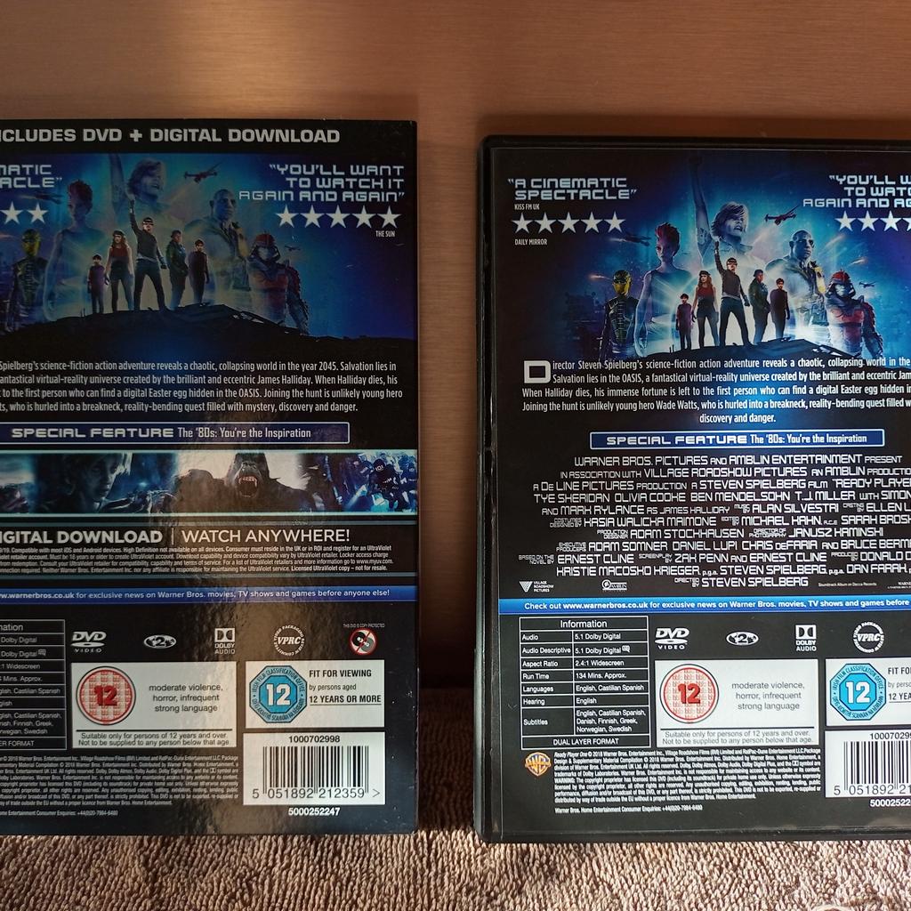 READY PLAYER ONE MOVIE DVD FILM THIS DVD IT HAS BEEN PLAYED ONCE IT IS IN GOOD CLEAN CONDITION