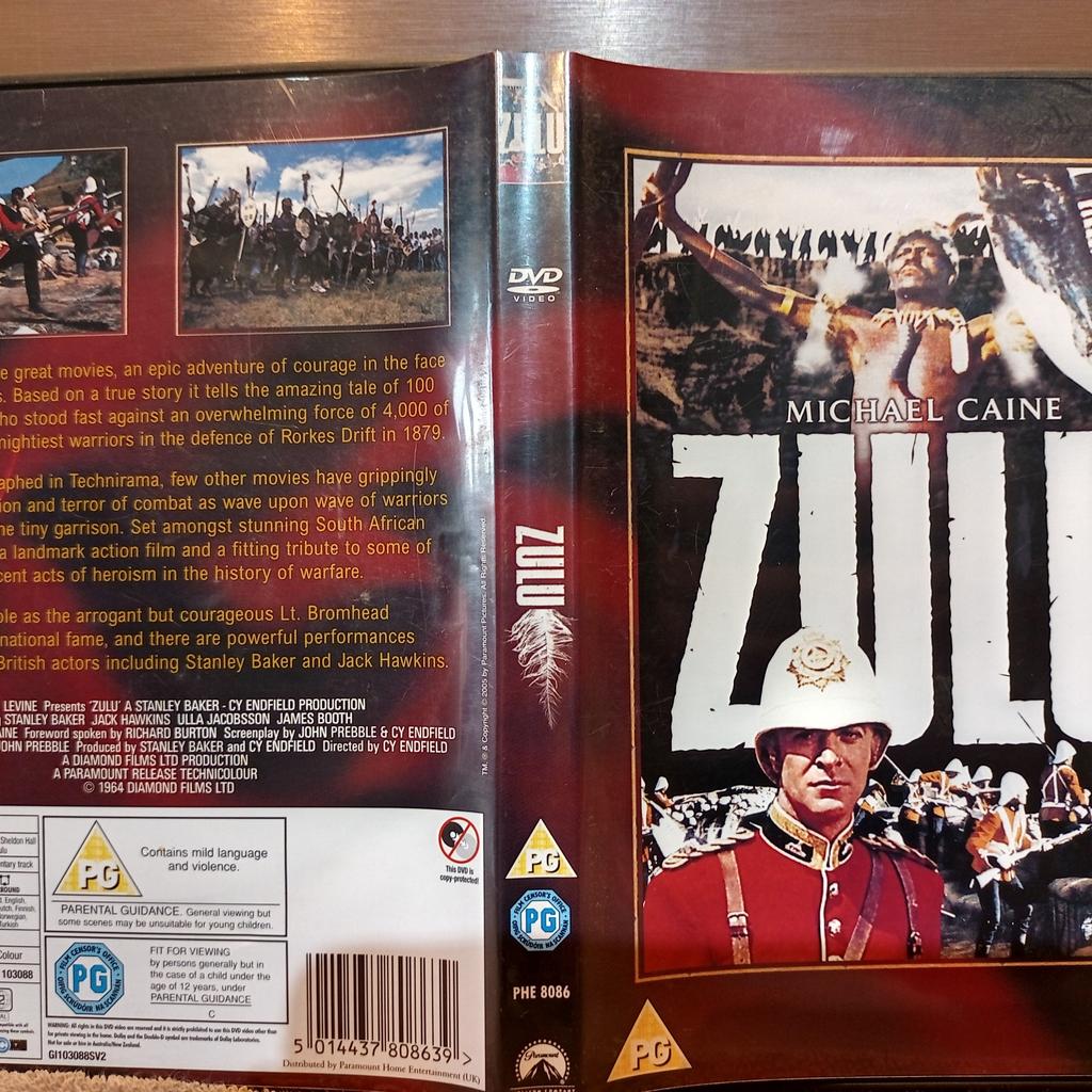 NEW ZULU MICHEAL CAINE FILM DVD

THIS DVD IS NEW IT HAS NEVER BEEN PLAYED IT IS IN VERRY GOOD CLEAN CONDITION