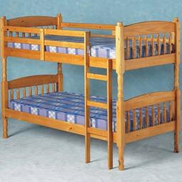 New boxed ever so strong solid pine bunk bed stained in a honey stain.
Easy to build, ask about mattressess etc.
Happy drop locally