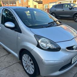 TOYOTA AYGO 1.0 PLATINUM
2008 IN SILVER 4 DOOR
15” ALLOYS
5 SPEED MANUAL
CD RADIO BLUETOOTH PLAYER
HALF LEATHER SEATS
144K MILES
MOT DECEMBER 2023
FEW AGE RELATED MARKS
SOME SURFACE RUST AS SEEN IN PICTURES
CHEAP TAX AND INSURANCE
