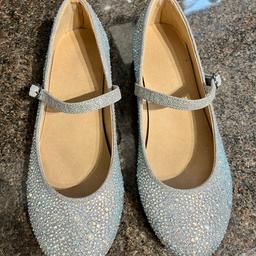 Girls/ladies Mary-Jane occasion shoes. Silver Jewelled. From Next. Size 5 (38). Like new! Worn once by my daughter for a wedding which was mainly indoors. Perfect for Christmas/parties/weddings