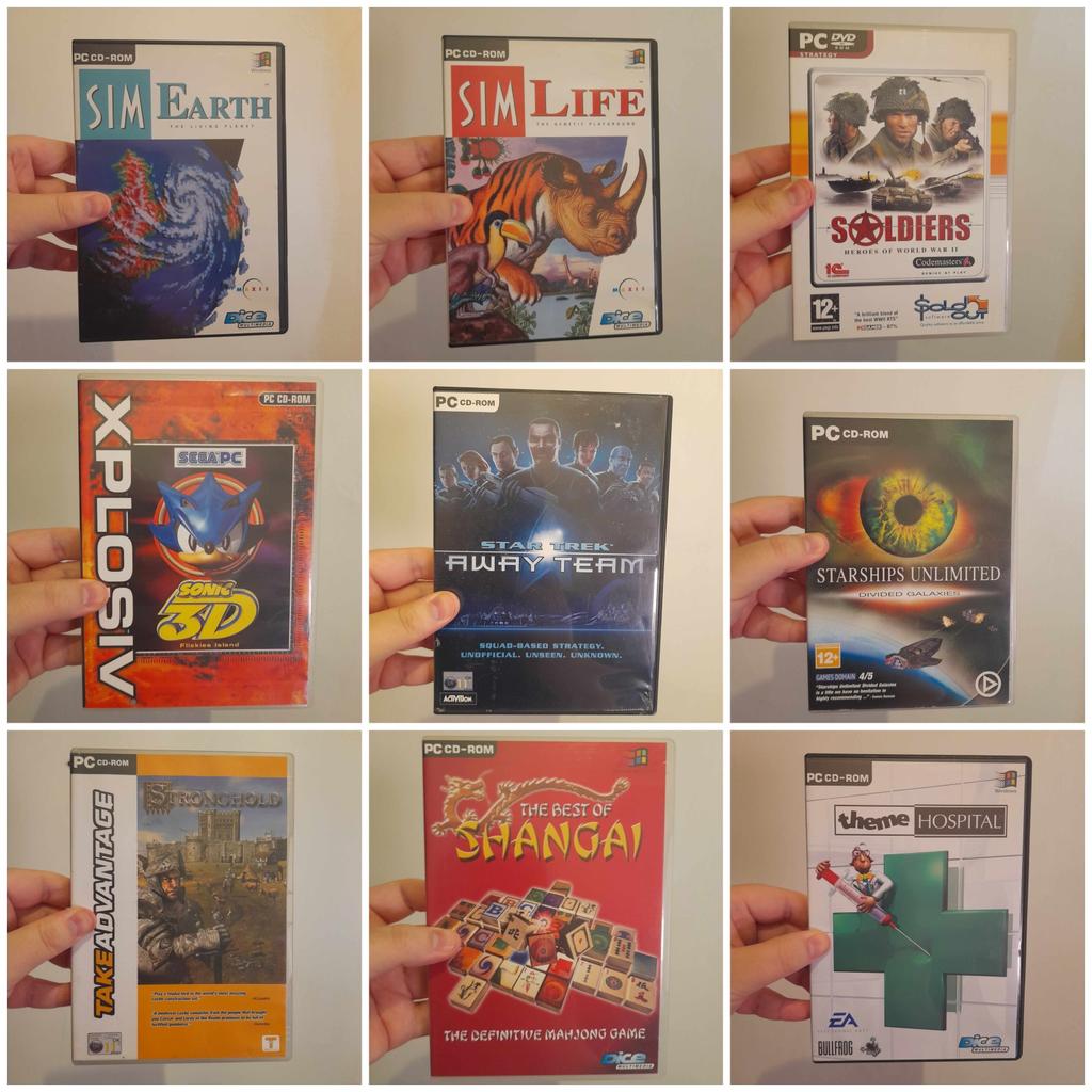 ■ PRICE: Prices vary, but most will be around £3-£5. However, there will be some slightly higher [depends on the game]

■ INFO:
▪ Most of these games came out late 90s/early 2000s, so I doubt they'll work on modern PC systems [like Windows 7 or Windows 10], unless you know how to make them work on them systems?
▪ If you have an old computer/laptop with Windows 98/2000/ME or Vista for example, then most will probably work
▪︎ Due to the above, you buy at your own risk, in terms of them working on your computer operating system
▪ Let me know which game[s] you want

■ IMPORTANT:
▪︎ Due to being 'used', game disc and/or case may have some damage, marks or scratches
▪ Selling as moving house/downsizing
▪ Cash on collection [M34 5PZ] is preferred, but postage is also available

---

Tags: manchester Audenshaw Openshaw tameside denton gorton vintage games gaming pc games computer games cd-rom nostalgia tycoon shooter sim city RPG windows 98 windows vista windows ME video games strategy games