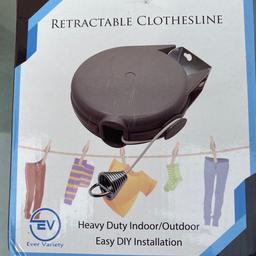 Retractable heavy duty clothes line. Easy DIY installation. Maximum length 49 feet. Weight load 30lbs. Ideal for gardens , patios, camping, bathrooms and more.
Collection only
Excellent reviews on Amazon