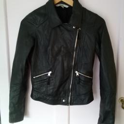 Zara Biker Jacket Size EU S USA S.
Faux black leather.
Zara Trafaluc Outerwear.
Made in Pakistan.

Very good condition as worn twice, but now too small & have baby, so no chance now.  Grab yourself a bargain today.

Local collection preferred from a safe spot, Tesco Express Tulketh Mill PR2 2BT. Protects both seller & buyer.  

### For sent items-Any PayPal payments; buyer pays all fees or FULL payment sent as only fair.### Usually £1.45 on top of p&p.

Sadly scammers sending me links & false payments screen shots is simply not gonna work. Life is too short, so kindly respect my wishes.  Even ones who have never communicated here, suddenly claim they never received the item.  I think they got confused as sending to so many, as just hitting multiple sellers.  

The latest is they want an item of small value & pretend to be a business, wanting £300 on top. Mamma Mia!!  No driver pick ups, no sister/ brother pick ups, nor UPS.  Seriously these scams are ruining everything but karma has a