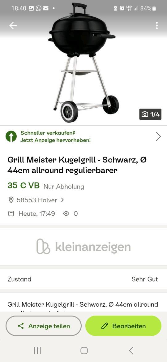 Grill Meister Kugelgrill | DE zum Shpock Halver 30,00 für in € Verkauf 58553