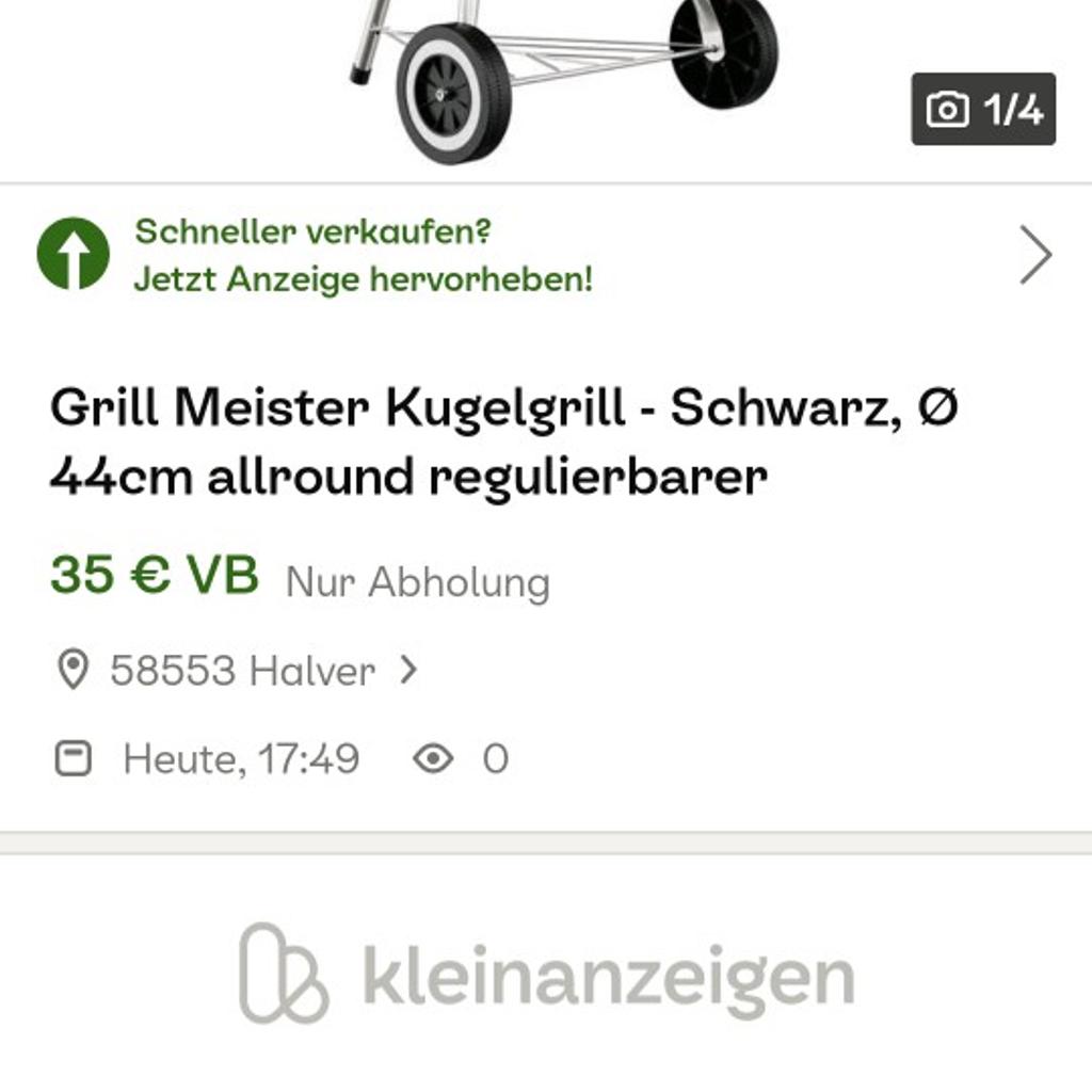 Grill Meister Kugelgrill in 58553 Halver 30,00 DE | € zum Verkauf Shpock für
