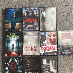 Horror dvd bundle
10 dvds
It follows
Demons never die
Apartment 143
Devils woods
The clinic
Primal
What really frightens you?
Robert
Delivery
Monsters
All in good condition and good working order
Available for collection Blackpool or postage

Happy to combine postage with other items.