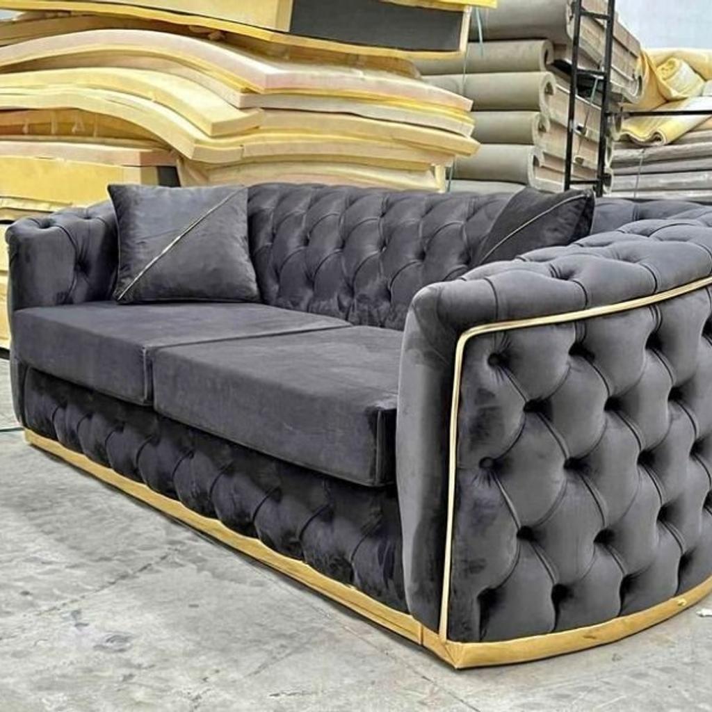 Madrid Sofa* ✨
Brand New turkish chesterfield design Sofa features thick seating with high-density foam wrapped up with fibre for extra comfort. ... Its Best Quality back cushions are filled
with silicone fibre to enhance its comfort. Premium quality fabric material and a strong wooden frame to makes it durable and luxurious.

Corner :
Length: 230 cm by 230cm
Width: 85 cm
Height: 95 cm

3 Seater :
Lenght: 210 cm
Width: 85 cm
Height: 95 cm

2 Seater:
Lenght: 165 cm
Width: 85 cm
Height: 95 cm