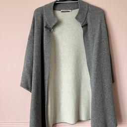 Lovely grey cardigan/shawl has a clip so can wear open or closed. Would look lovely as office wear or with skinny jeans and boots.. it’s a lovely piece just too big for me.