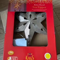 BNIB silver battery powered star topper

RRP £10-£15

Auto timer

23cm x 33cm

Collection from Rochdale OL12 or can post tracked delivery only for £4 extra

Payment via PayPal if delivery please thank you