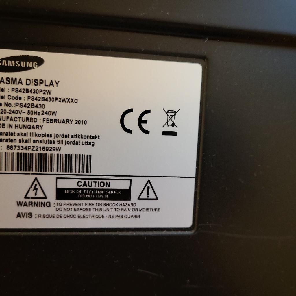 Samsung Plasma Display Fernseher 42 Zoll
funktioniert einwandfrei frei..
HDMI Ton ist defekt ( Bild funktioniert)
Abholung in Thaur oder Roppen