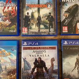 Bundle of 6 PS4 Games in perfect conditions including great titles like Assasin’s Creed Valhalla and The Division 2