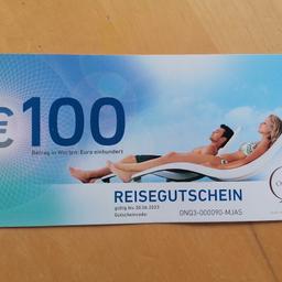 100 Euro Reisegutschein, auf ausgewählte Hotels/Thermen. Gültig bis Juni 2024 (hab ihn um 1 Jahr verlängert) ich kann ihn aber leider nicht mehr einlösen.
Auch ideal zum verschenken.