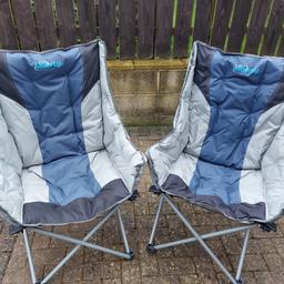 A pair of quality folding chairs by Liberty. Both BRAND NEW so immaculate. Complete with weatherproof storage bags. Also new folding table.