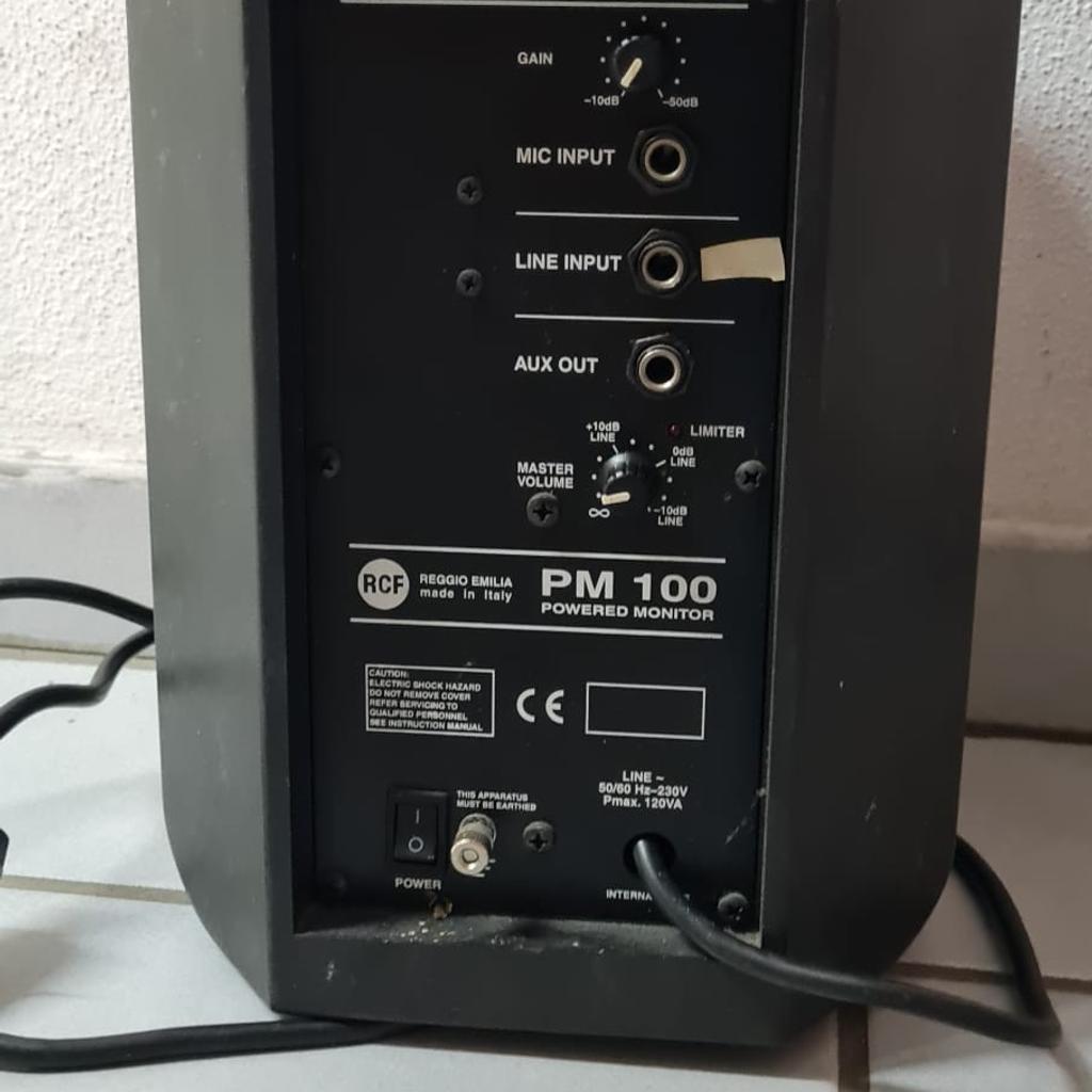 Powered Monitor / Monitor Lautsprecher:

1x RCF PM-100

Im guten gebrauchten Zustand.
Funktioniert Tadelos.

Alle Details entnehmen Sie von den Bildern!

Privat Verkauf!!!