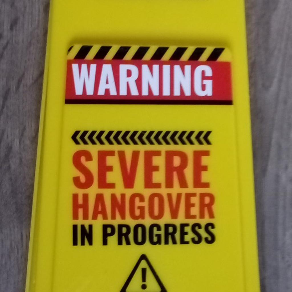 Severe Hangover! Desk Warning Sign.

Funny desk warning sign
Perfect accessory for your desk
Help warn colleagues away without causing offence
They’re sure to cause a giggle in the office or at home
A great gift for the person who has everything
Size 24 x 12 X 11.5cm
Makes the perfect office secret Santa gift

Local collection preferred from a safe spot, Tesco Express Tulketh Mill PR2 2BT. Protects both seller & buyer.

### For sent items-Any PayPal payments; buyer pays all fees or FULL payment sent as only fair.

I don't do bank transfers or Western Union.

Humblest of apologies.
