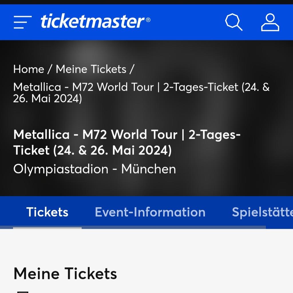 Metallica München in 67112 Mutterstadt für € 350,00 zum Verkauf