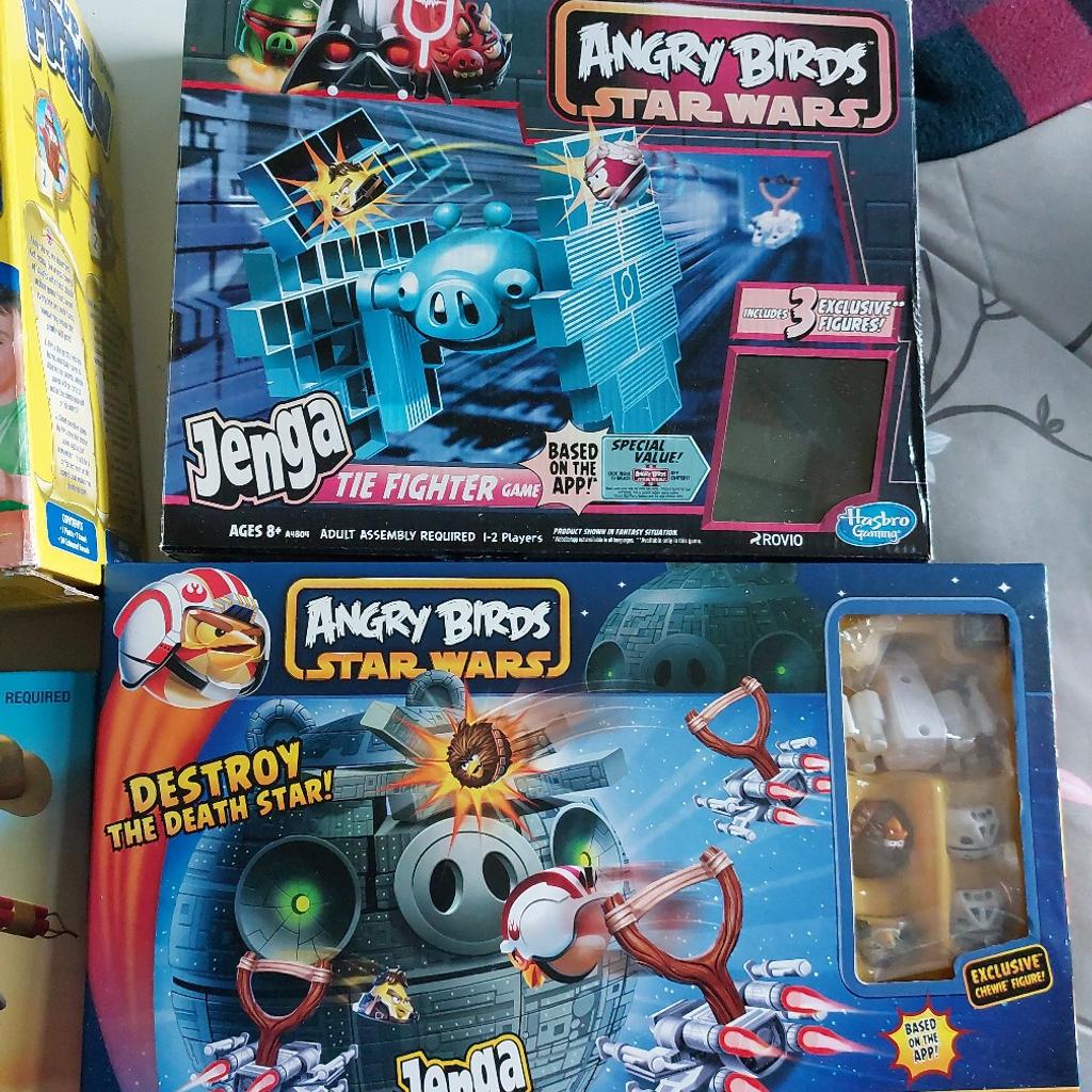 A selection of games for all the family , Pop up Pirates, Buckaroo, Exploding kittens, and 2 different Angry Birds star wars jenga games .can post but prefer collection